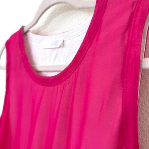 Helmut Lang Pink Draped Silk Mini Dress Asymmetrical Overlay Cotton Base XS - Picture 4 of 8